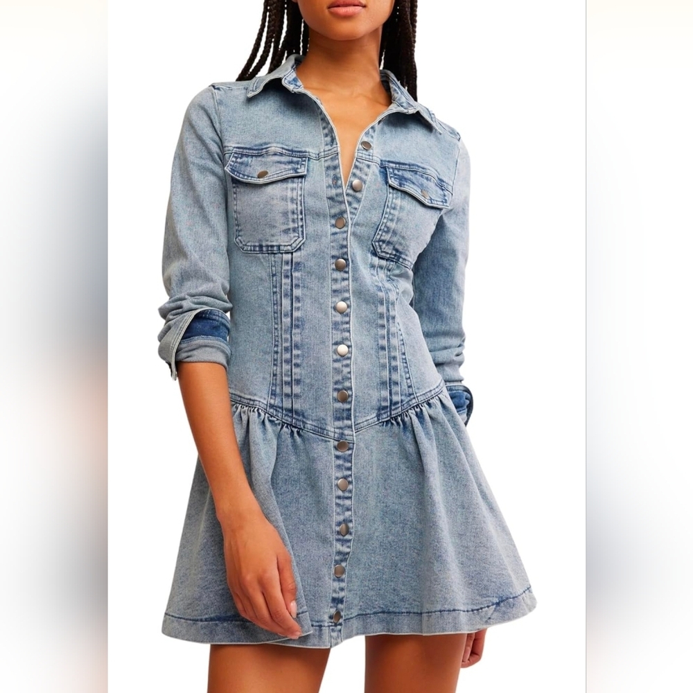 NWT Free People Roadhouse Denim Mini Dress
